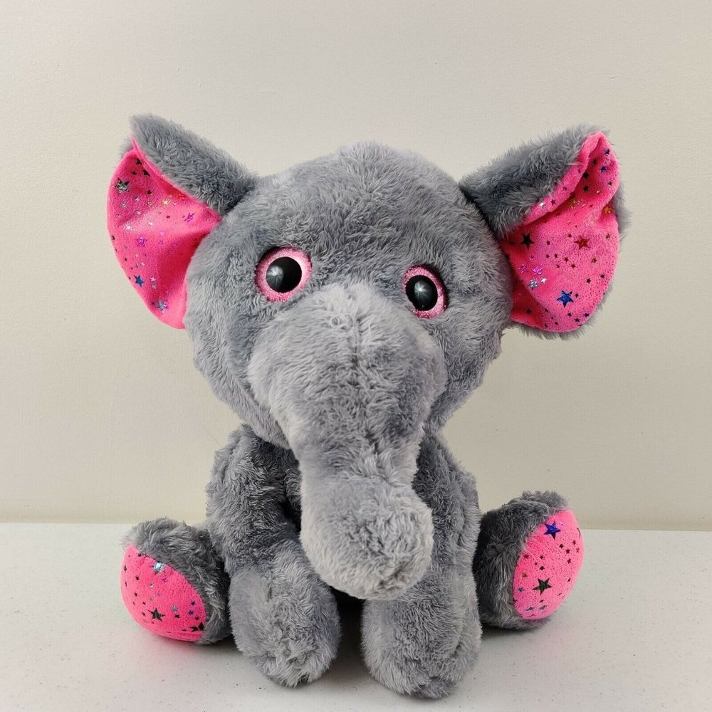 Best Made Toys Grey & Pink Elephant Stuffed Animal Toy 13" Pink Sparkle Eyes